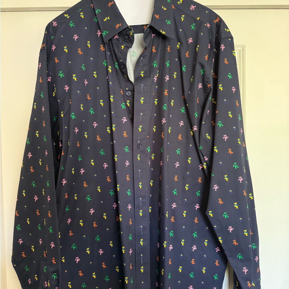Grateful Dead Section 119 Men's Dark Blue Dress Shirt with Dancing Bears - Picture 4 of 4